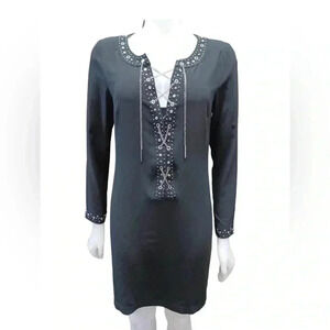 Michael Kors Black  Chain Front Mini Dress Size Small